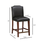 Taburete de mostrador de polipiel azul/marrón con detalles de tachuelas, asiento individual