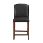 Taburete de mostrador de polipiel azul/marrón con detalles de tachuelas, asiento individual
