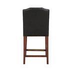 Taburete de mostrador de polipiel azul/marrón con detalles de tachuelas, asiento individual