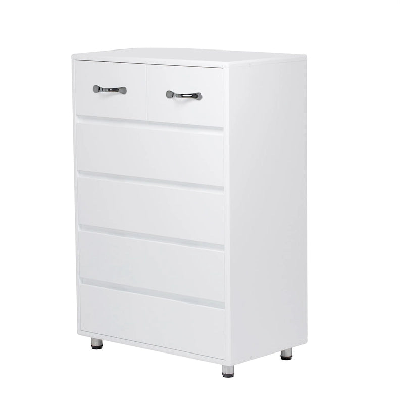 Cómoda de 6 cajones blanca/gris, estilo moderno, montaje por 1 persona