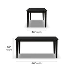 Mesa de comedor rectangular de madera negra, 6 plazas – 66 x 30 x 36 pulg.