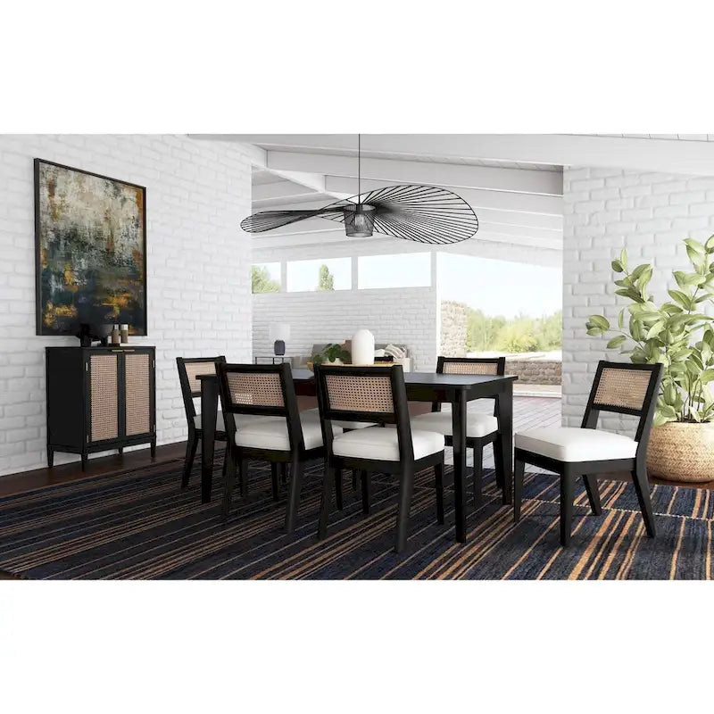 Mesa de comedor rectangular de madera negra, 6 plazas – 66 x 30 x 36 pulg.
