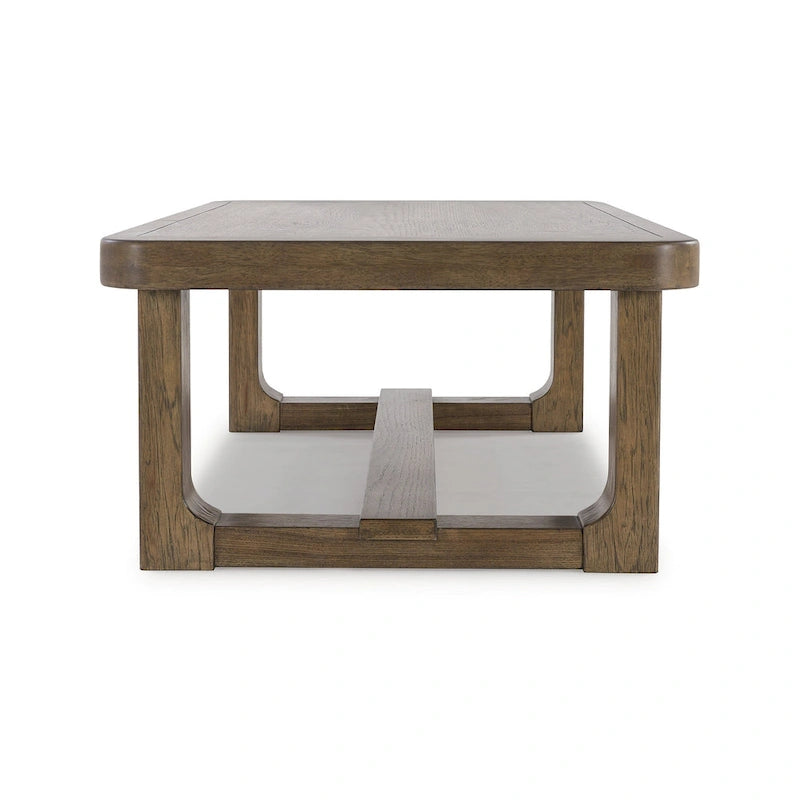 Mesa de centro color marrón claro, estilo rústico, capacidad para 4 a 6 personas – 56 ancho x 30 profundidad x 17 alto