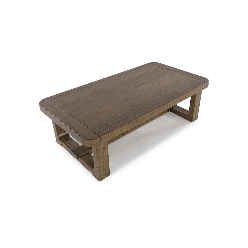 Mesa de centro color marrón claro, estilo rústico, capacidad para 4 a 6 personas – 56 ancho x 30 profundidad x 17 alto