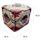 Puf otomano Kilim geométrico beige/rojo/gris, estilo tradicional, 1 persona