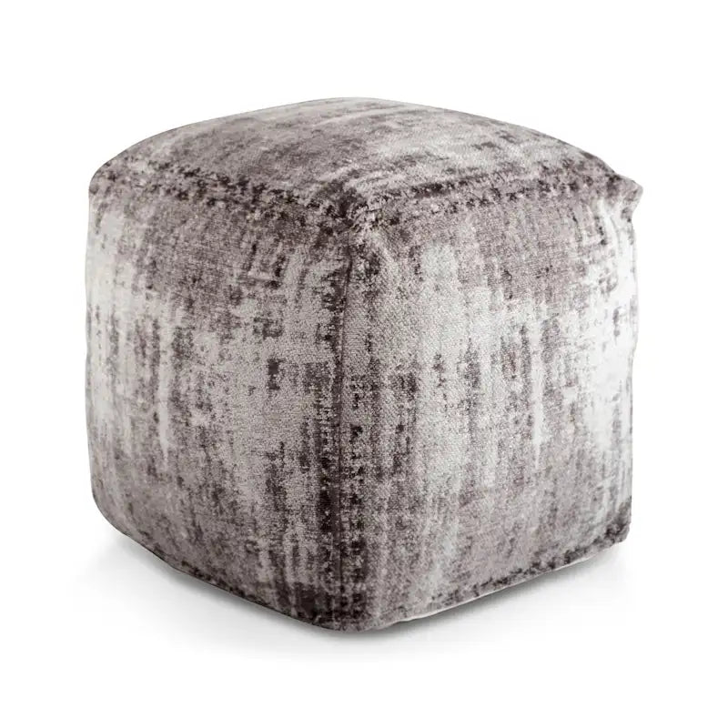 Puf otomano de algodón negro y gris, asiento individual