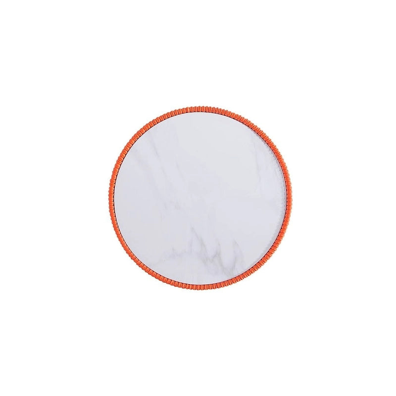 Mesa auxiliar tapizada redonda – Piel sintética plisada y base dorada, 4 colores, 1 persona