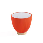 Mesa auxiliar tapizada redonda – Piel sintética plisada y base dorada, 4 colores, 1 persona