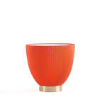 Mesa auxiliar tapizada redonda – Piel sintética plisada y base dorada, 4 colores, 1 persona