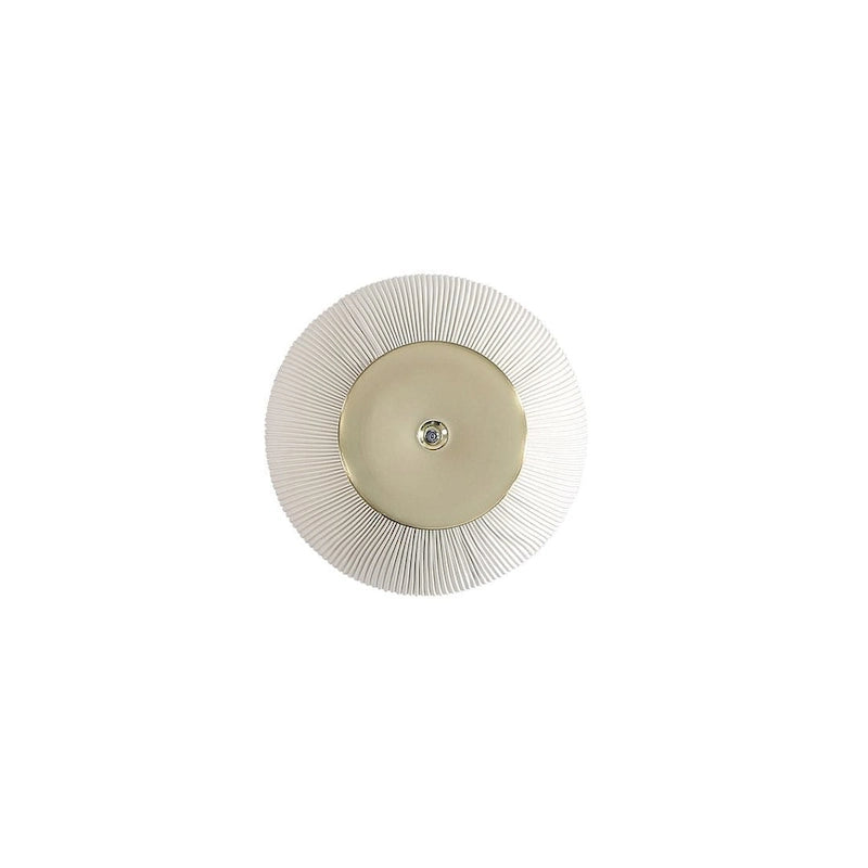 Mesa auxiliar tapizada redonda – Piel sintética plisada y base dorada, 4 colores, 1 persona