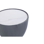 Mesa auxiliar tapizada redonda – Piel sintética plisada y base dorada, 4 colores, 1 persona