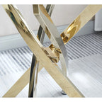 Mesa auxiliar redonda de cristal, estilo moderno, individual, en oro y plata.