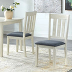 Sillas de comedor con respaldo de escalera rústico marrón/blanco antiguo, juego de 2