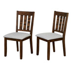 Sillas de comedor con respaldo de escalera rústico marrón/blanco antiguo, juego de 2