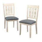 Sillas de comedor con respaldo de escalera rústico marrón/blanco antiguo, juego de 2