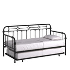 Cama de día antigua de metal bronce oscuro, estilo husillo, para 1 persona (cama nido opcional para 2)