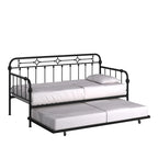 Cama de día antigua de metal bronce oscuro, estilo husillo, para 1 persona (cama nido opcional para 2)