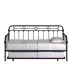 Cama de día antigua de metal bronce oscuro, estilo husillo, para 1 persona (cama nido opcional para 2)