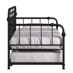 Cama de día antigua de metal bronce oscuro, estilo husillo, para 1 persona (cama nido opcional para 2)