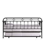 Cama de día antigua de metal bronce oscuro, estilo husillo, para 1 persona (cama nido opcional para 2)