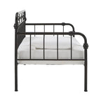 Cama de día antigua de metal bronce oscuro, estilo husillo, para 1 persona (cama nido opcional para 2)