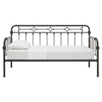 Cama de día antigua de metal bronce oscuro, estilo husillo, para 1 persona (cama nido opcional para 2)