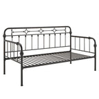 Cama de día antigua de metal bronce oscuro, estilo husillo, para 1 persona (cama nido opcional para 2)
