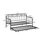 Cama de día antigua de metal bronce oscuro, estilo husillo, para 1 persona (cama nido opcional para 2)