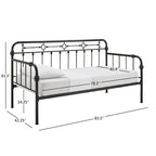 Cama de día antigua de metal bronce oscuro, estilo husillo, para 1 persona (cama nido opcional para 2)