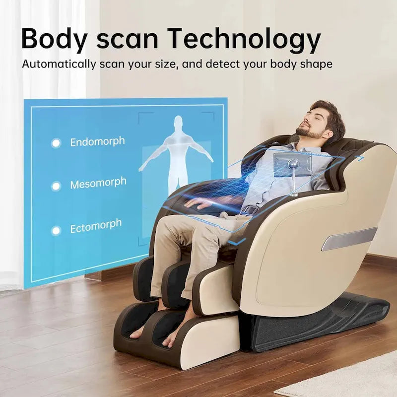 Sillón de masaje de cuerpo completo SL Track en caqui/negro – Gravedad Cero, 1 persona
