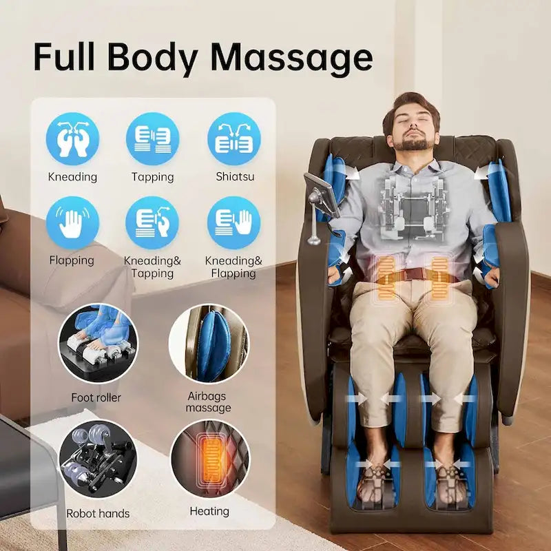 Sillón de masaje de cuerpo completo SL Track en caqui/negro – Gravedad Cero, 1 persona
