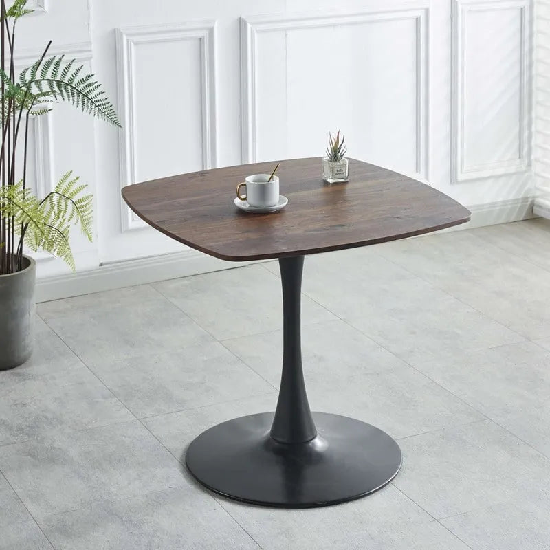 Mesa de comedor redonda de 31.5", negro/marrón/blanco mate, para 2 a 4 personas