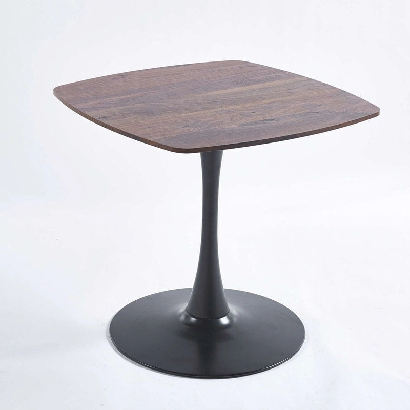 Mesa de comedor redonda de 31.5", negro/marrón/blanco mate, para 2 a 4 personas