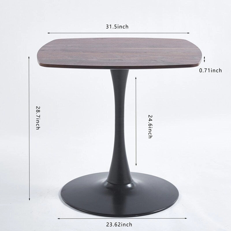 Mesa de comedor redonda de 31.5", negro/marrón/blanco mate, para 2 a 4 personas