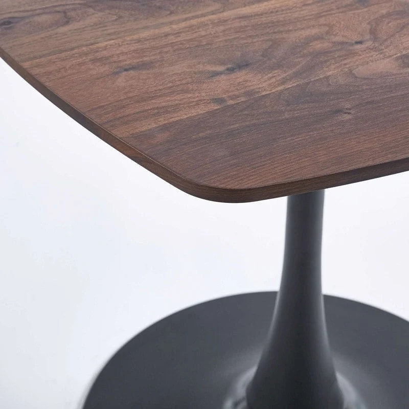 Mesa de comedor redonda de 31.5", negro/marrón/blanco mate, para 2 a 4 personas