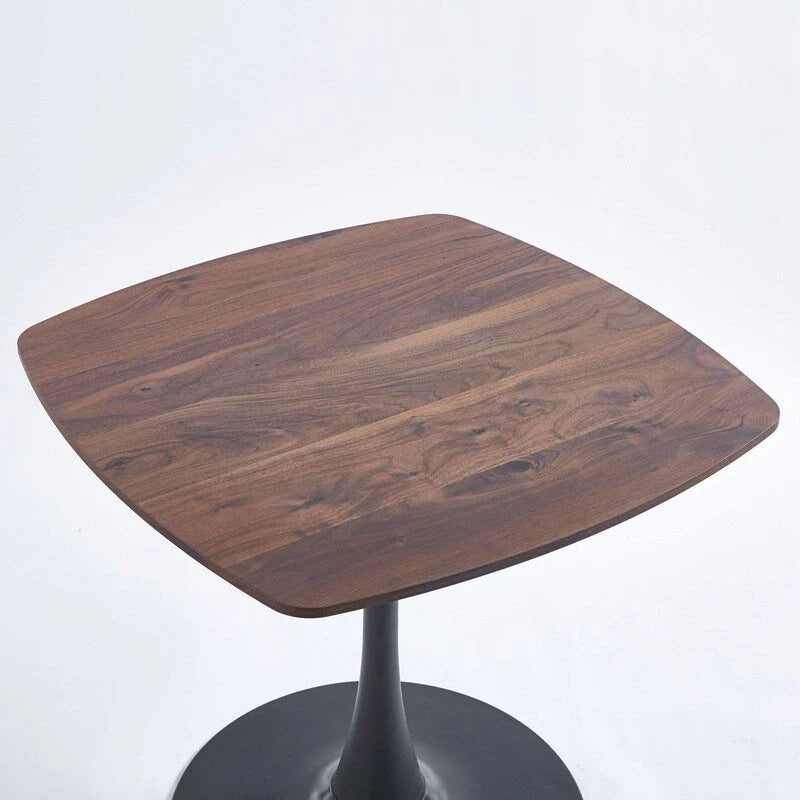 Mesa de comedor redonda de 31.5", negro/marrón/blanco mate, para 2 a 4 personas