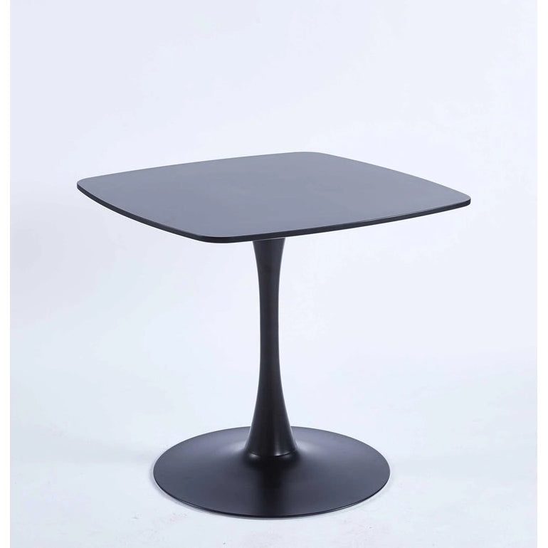 Mesa de comedor redonda de 31.5", negro/marrón/blanco mate, para 2 a 4 personas