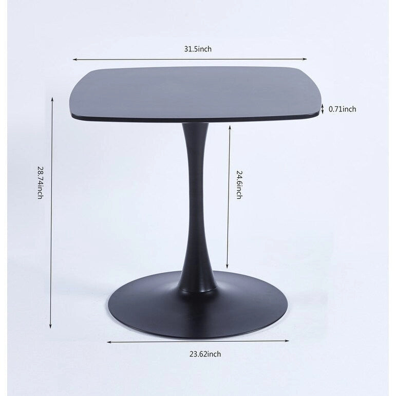 Mesa de comedor redonda de 31.5", negro/marrón/blanco mate, para 2 a 4 personas