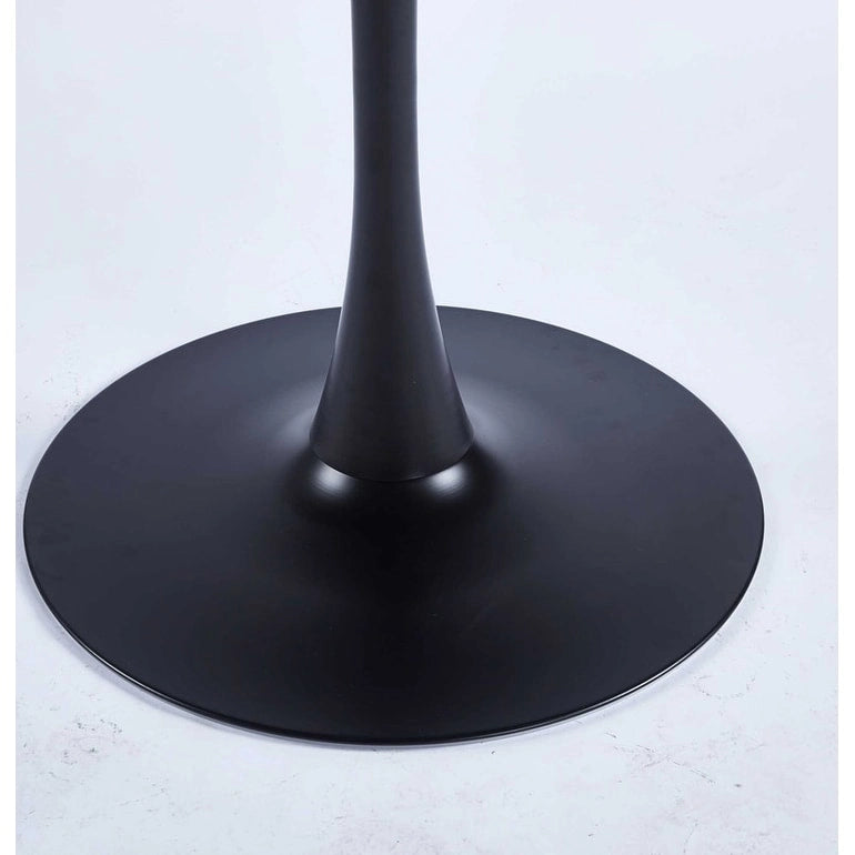 Mesa de comedor redonda de 31.5", negro/marrón/blanco mate, para 2 a 4 personas