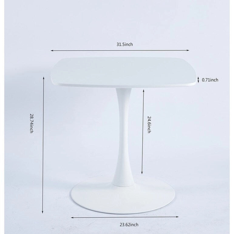 Mesa de comedor redonda de 31.5", negro/marrón/blanco mate, para 2 a 4 personas