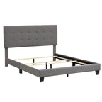 Armazón de cama tapizado copetudo beige/gris, individual