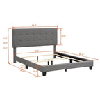 Armazón de cama tapizado copetudo beige/gris, individual