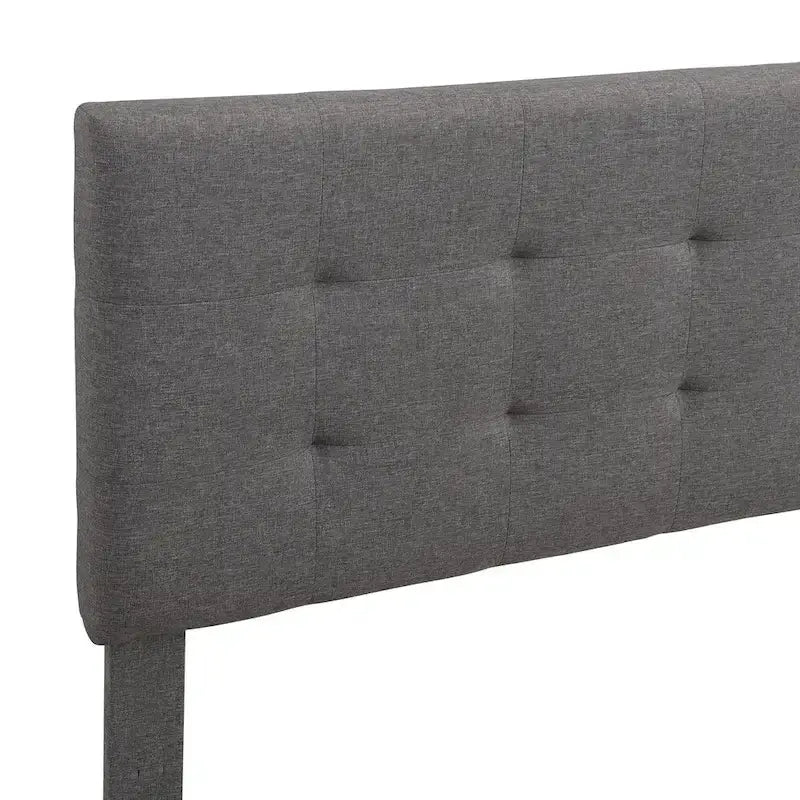 Armazón de cama tapizado copetudo beige/gris, individual