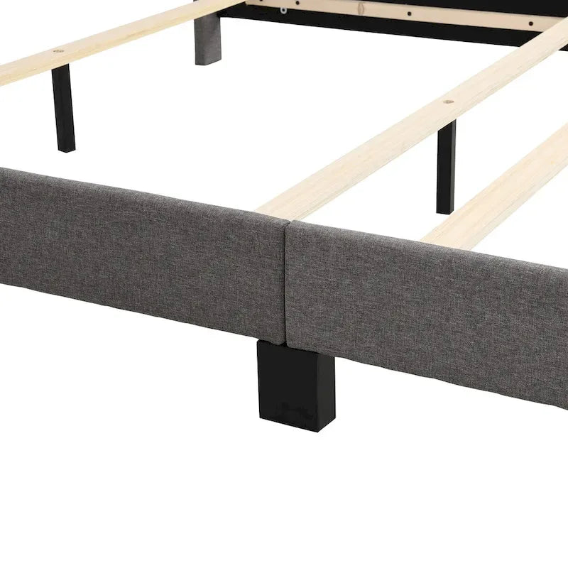 Armazón de cama tapizado copetudo beige/gris, individual