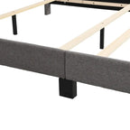 Armazón de cama tapizado copetudo beige/gris, individual