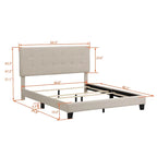 Armazón de cama tapizado copetudo beige/gris, individual