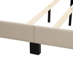 Armazón de cama tapizado copetudo beige/gris, individual