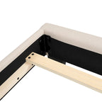 Armazón de cama tapizado copetudo beige/gris, individual