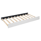 Cama de plataforma matrimonial color beige/gris con cama nido individual y 2 cajones, capacidad para 2
