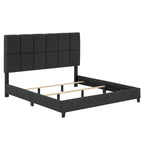 Cama Plataforma Tapizada con Cabecero Cuadrado Gris Oscuro – Queen / King